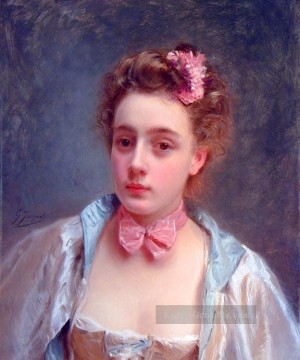  Gustave Maler - Dressed für den Ball Dame Porträt Gustave Jean Jacquet